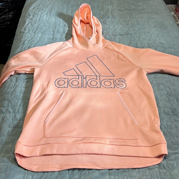 Adidas Hooded Sweatshirt, Hoodie, Pink, Blue, Pullover, Logo, Size L - Picture 2 of 10